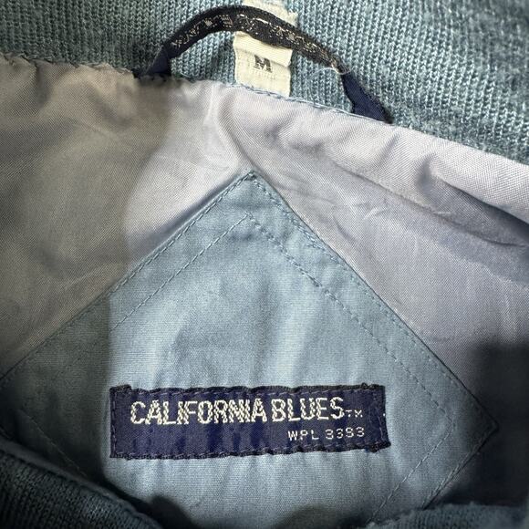 Vintage 80s Cafe Racer Jacket Mens M California Blues Blue Bomber Zip Up - Picture 2 of 8